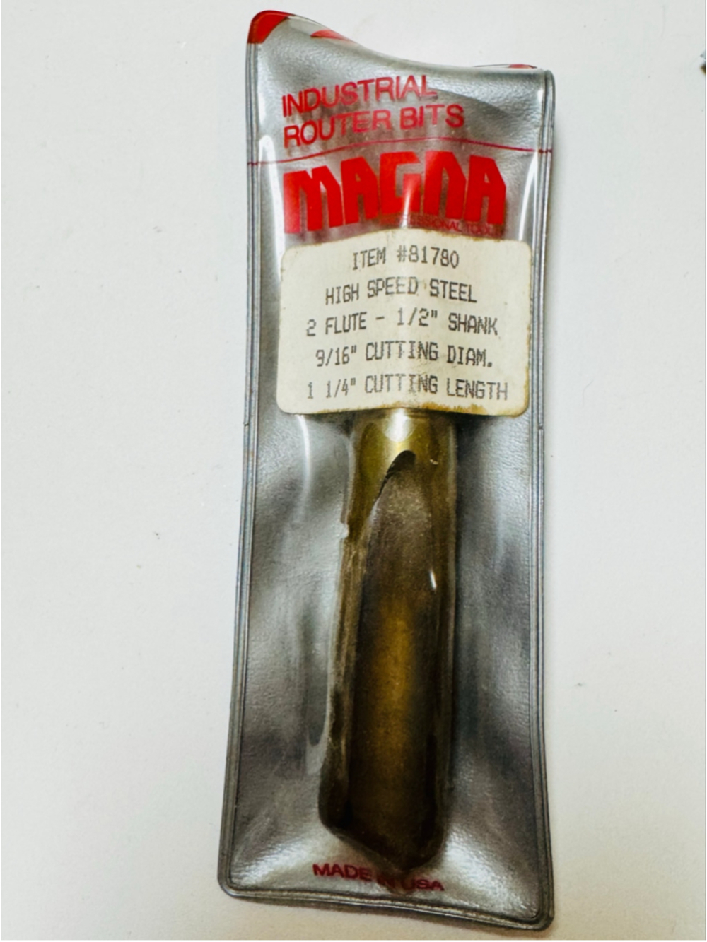Magna Industrial Router Bit 9/16" Diameter 1/2" Shank High Speed Steel Bit HSS